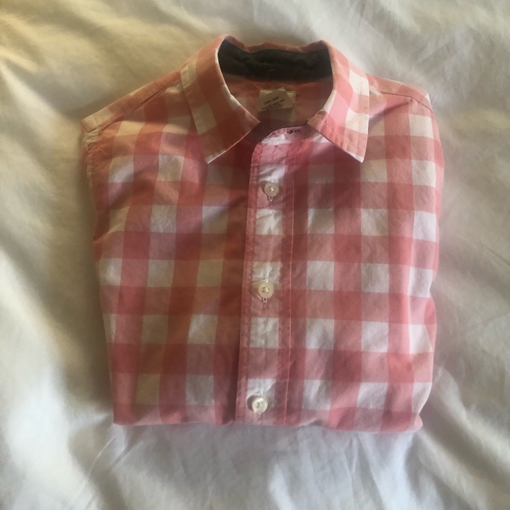 Crewcuts pink Checkered Shirt-Sz 5